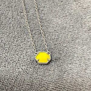 Kendra Scott Silver Necklace with Yellow Hexagon Pendant